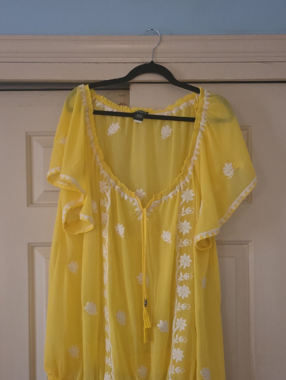 torrid Yellow Sheer Embroidered Boho Cover-Up